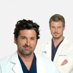 A imagem apresenta dois médicos do programa Grey's Anatomy